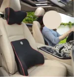 Lumbar Support Pillow Bundle -Car Neck & Back Support Pillow Combo for Comfortable  Drive – 1piece Neck Pillow and 1 Piece Back Support- Memory Foam - Image 2