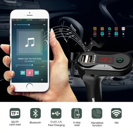 Hands Free Wireless Bluetooth FM Transmitter + AUX Modulator Car Kit MP3 Player