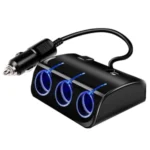 Dual USB Port 3 Lighter Socket Fast Charging Car Charger Adapter - Image 2