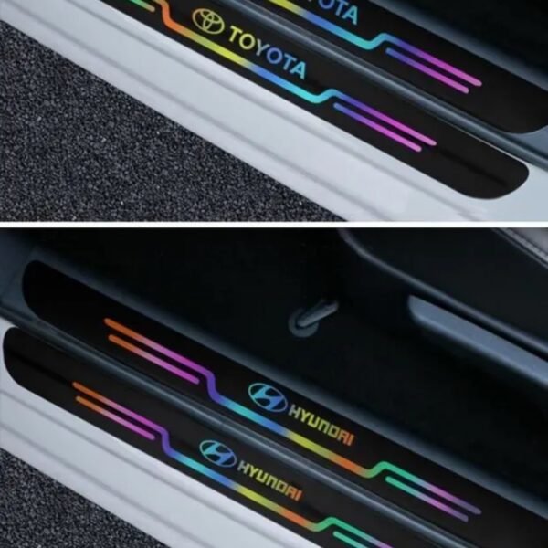 4PCS Car Door Sill Strip Anti Scratch Protector PVC Laser Sticker Anti-Scratch Threshold Trim Guard for Interior & Exterior – Universal Fit