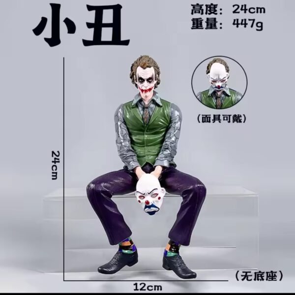 Heath Ledger Joker Anime Figure – Green Suit Sitting with Handheld Mask | Car Dashboard Decoration